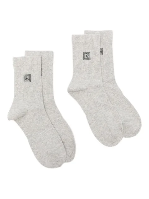 TOTEME monogram-embroidered socks (pack of two) Grey 261WSG1579YA0264018