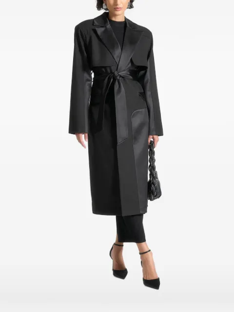 Manière De Voir Ilona tailored satin trench coat Black WMN3942