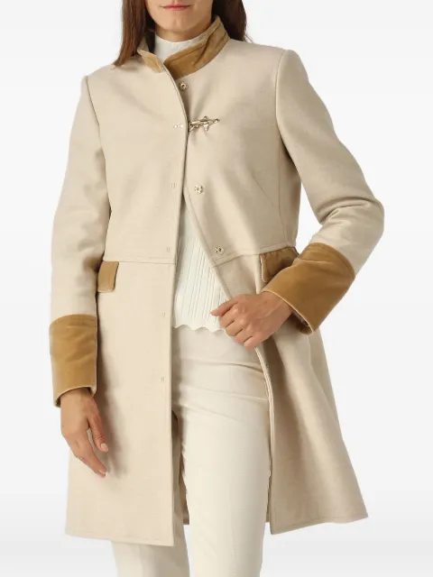 Fay hook-detail single-breasted coat Neutrals NAW50513130XMY