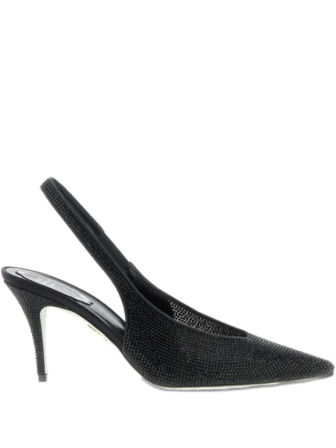 René Caovilla 80mm Jinny crystal-appliqué slingback pumps Black C12648080CRINV050