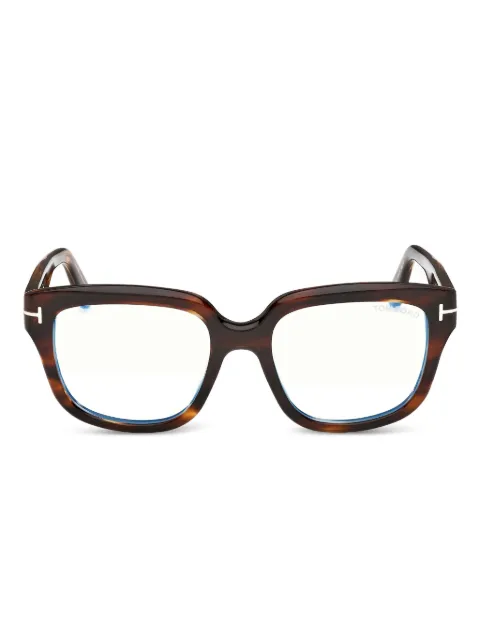 TOM FORD Eyewear tortoiseshell-effect square-frame glasses Brown FT6094B
