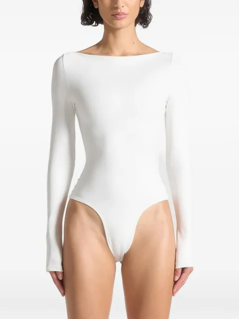 Manière De Voir Eva boat neck bodysuit White WMN4048