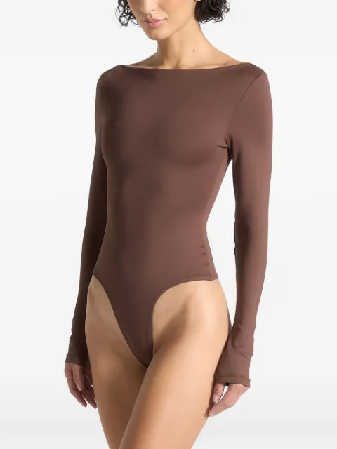 Manière De Voir Eva boat neck bodysuit Brown WMN4048