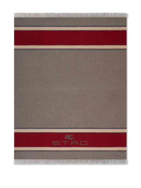 ETRO HOME striped logo-detail throw blanket (180cm x 140cm) Grey UHNC0002AL285