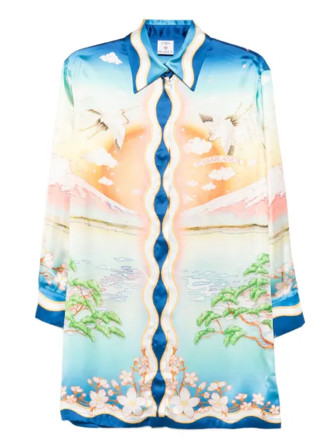 Casablanca crane-print midi dress Blue WPF25DR167
