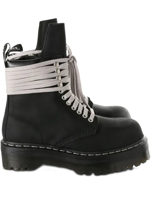 Rick Owens Quad Sole Steel Toe combat boots Black DW02E68139001
