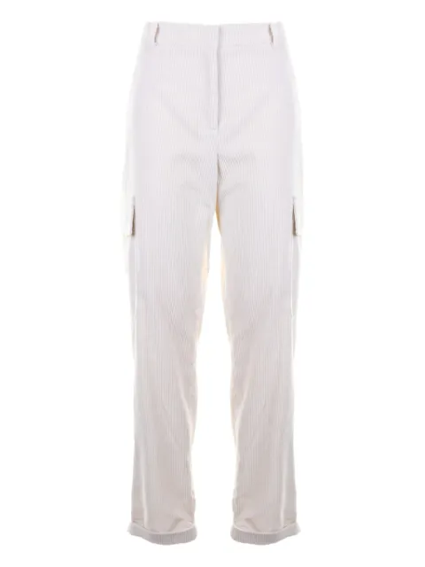Eleventy pinstriped cargo-pockets trousers Neutrals L80PANI02TES0L08000