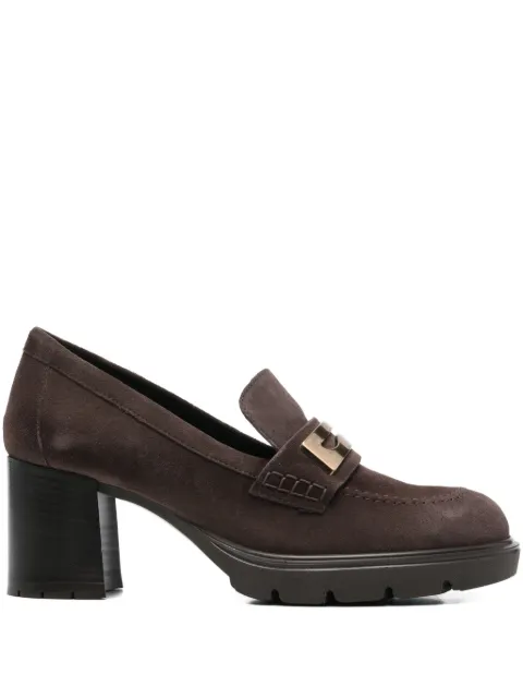 MELLUSO 50mm metal-detail heeled loafers Brown L5264