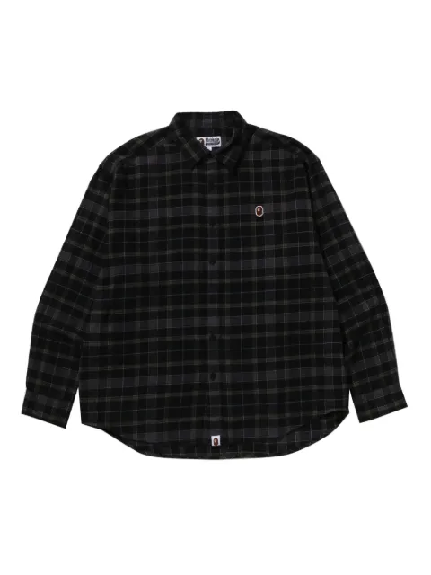 A BATHING APE® logo-patch shirt Black 001SHL801307M