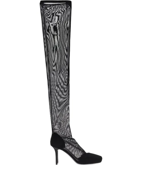 Courrèges square-toe mesh thigh boots Black 425SKB067NY00390