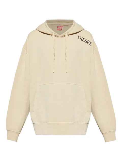 Diesel logo-embroidered hoodie Neutrals A208010KHAR