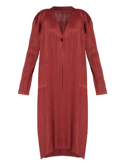 Pleats Please Issey Miyake Monthly Colors: October pleated-button coat Red PP58JA144