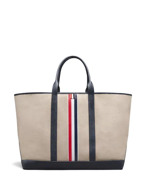 Thom Browne RWB stripe oversized tool tote in salt and pepper cotton canvas Neutrals UAG260AF0492