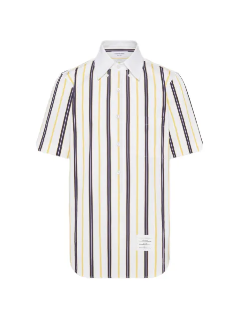 Thom Browne Repp striped short-sleeve shirt White MWS331CF1152