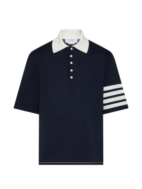 Thom Browne crest intarsia jacquard 4-Bar rugby fit polo Blue MKP158AY3043