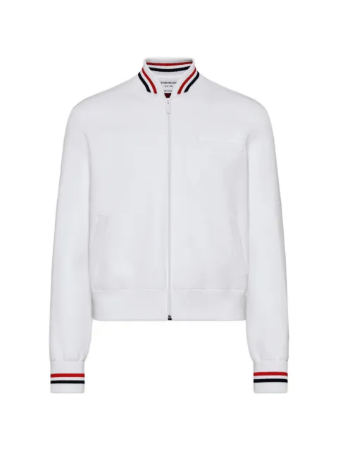 Thom Browne Browne 65 intarsia-knit bomber jacket White MKJ141AY5502