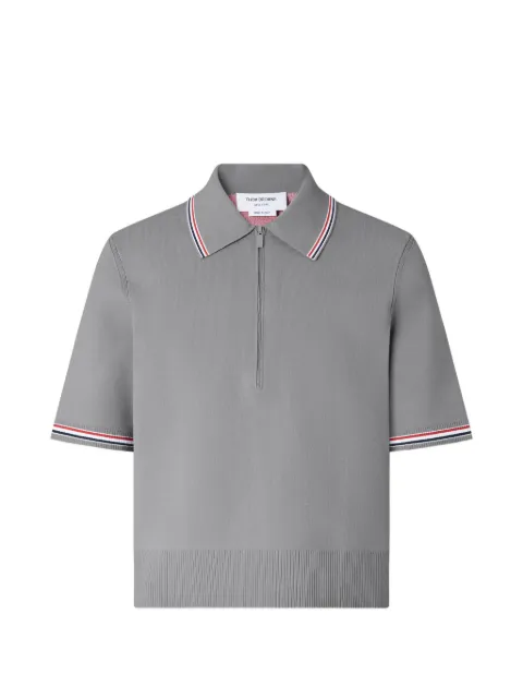Thom Browne Browne 65 intarsia zip polo Grey MKP157AY5502