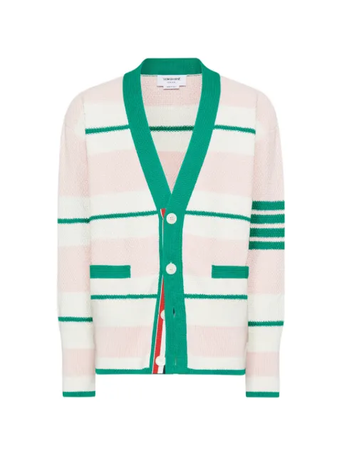 Thom Browne seed stitch 4-Bar cardigan White MKC641AY3016