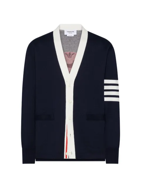 Thom Browne crest intarsia jacquard 4-bar rugby fit cardigan Blue MKC634AY3043