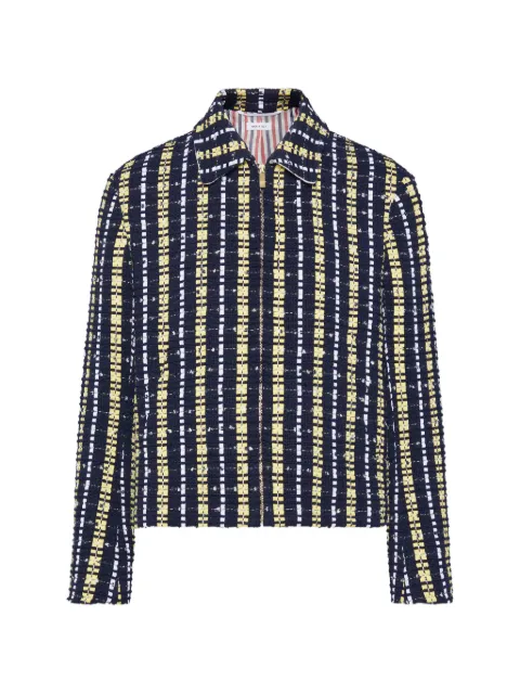 Thom Browne repp stripe Grosgrani tweed golf jacket Blue MJO114AF1164