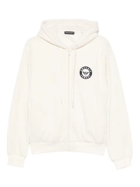 Emporio Armani logo-embroidered zip-up hoodie White EW001935AF15363