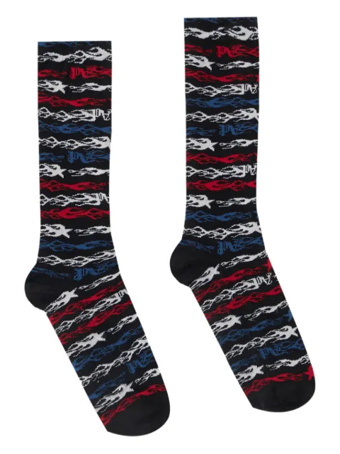 Palm Angels jacquard flames socks Black PMRA00BF25FAB0011084