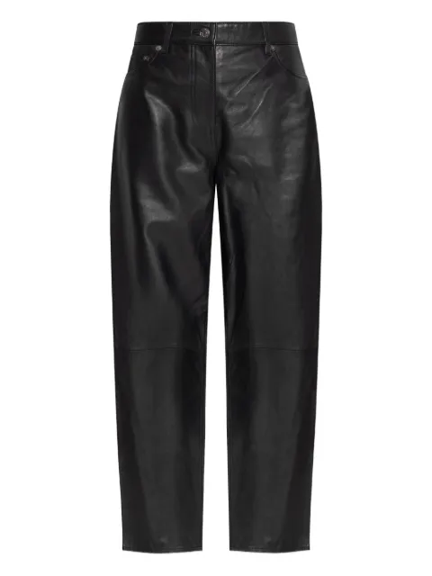 SAMSOE SAMSOE Saharpal leather panelled-design trousers Black F25400032