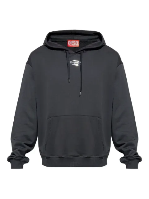 Diesel cotton hoodie with metallic Oval D Black A204470BKBW