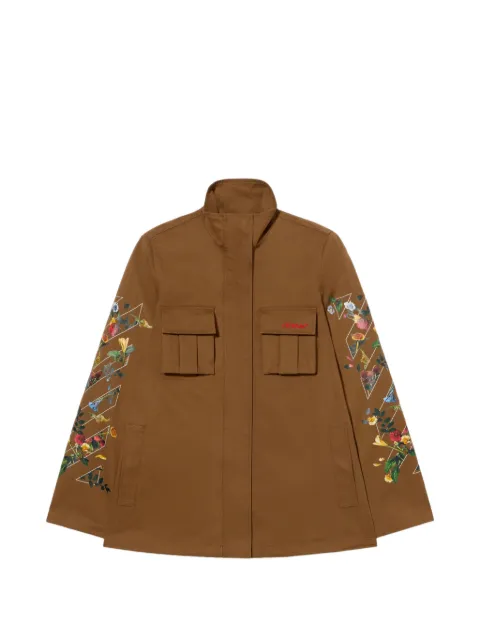 Off-White Aarrow floral twill jacket Brown OWEL013F25FAB0015858