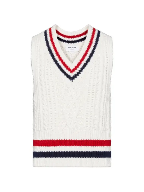 Thom Browne chunky cashmere rwb stripe vest White MKV095AY2001