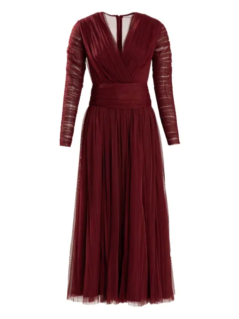 Ana Radu V-neck long-sleeve midi dress Red 6901