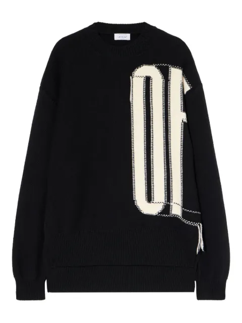 Off-White intarsia crew-neck sweater Black OMHE20LF25KNI001100B