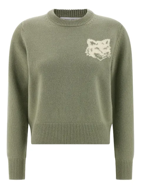 Maison Kitsuné contrast fox head sweater Green NW00808KM03290396