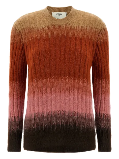 FENDI ribbed logo-embroidered knit sweater Brown FZXE17AYLT