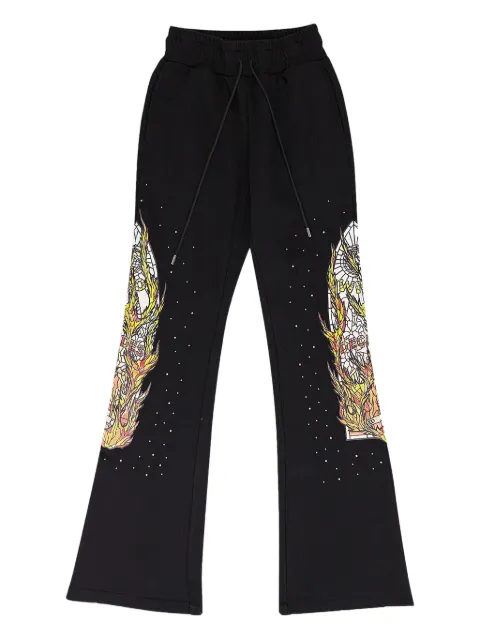 Who Decides War flame-patch sweatpants Black 1120020002FS