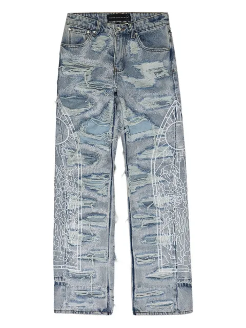 Who Decides War distressed straight-fit jeans Blue 1120650008SS24