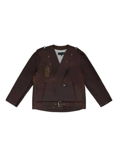 Who Decides War leather jacket Brown 11300990017AW23