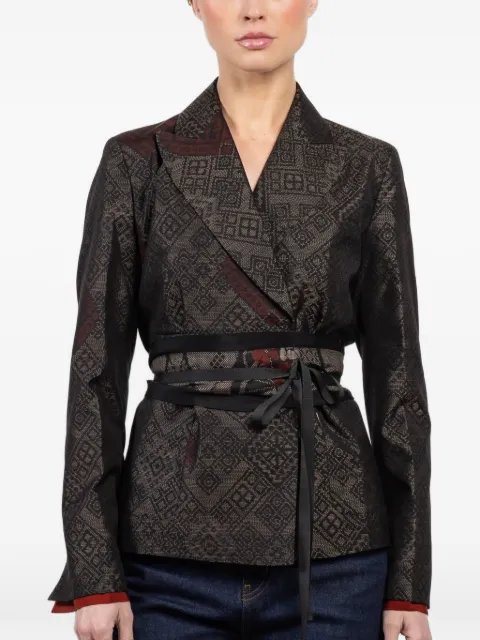 IBRIGU geometric-print belted jacket Black 14IBJKI514GREY2