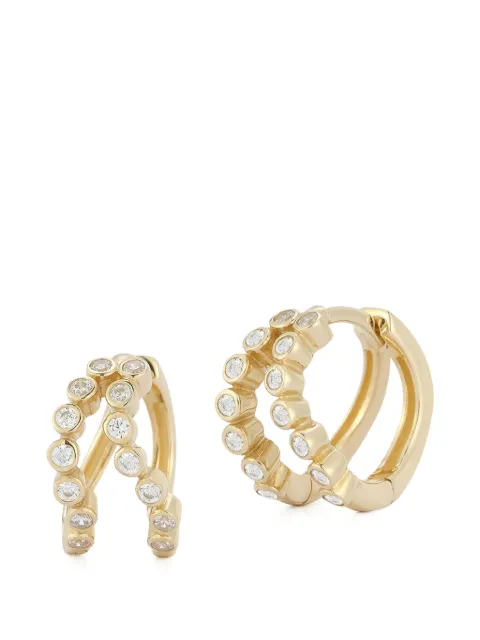 Mateo bezel-set diamond earrings Gold 14KTDOUBLEDIAMONDBEZELWAVEHUGGIES