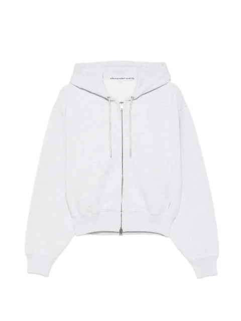 Alexander Wang crystal drawcord zip-up hoodie Grey 1CC2262779