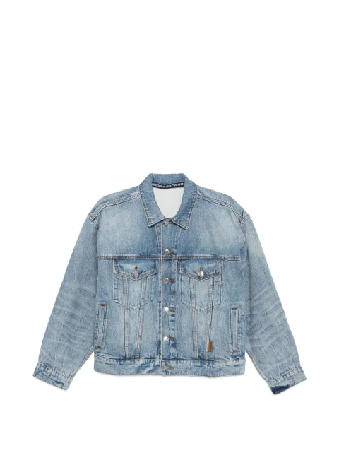 Alexander Wang distressed logo game denim jacket Blue 4DC2262102