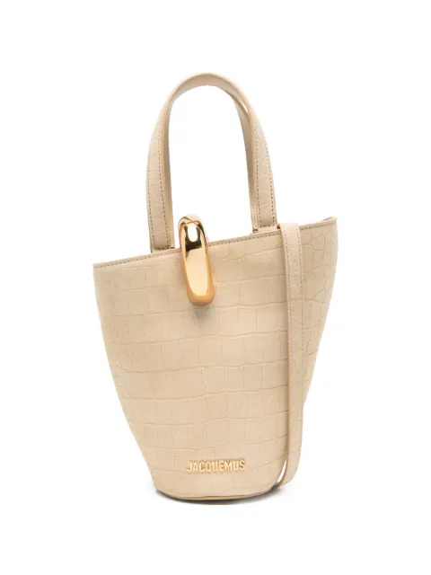 Jacquemus Le Petit Bambola crocodile-effect suede tote bag Neutrals BAW00389AC07A17