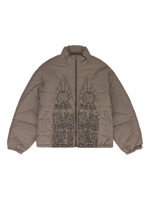 Who Decides War embroidered padded jacket Brown 11300950021AW23