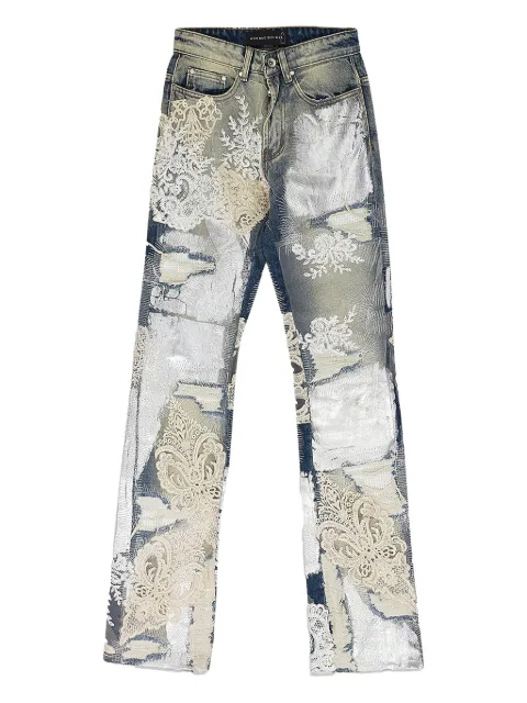 Who Decides War Metal lace-embellished jeans Blue 11200730008AW23