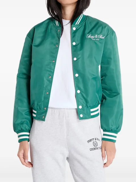 Sporty & Rich striped buttoned varsity jacket Green JA021516232GR03