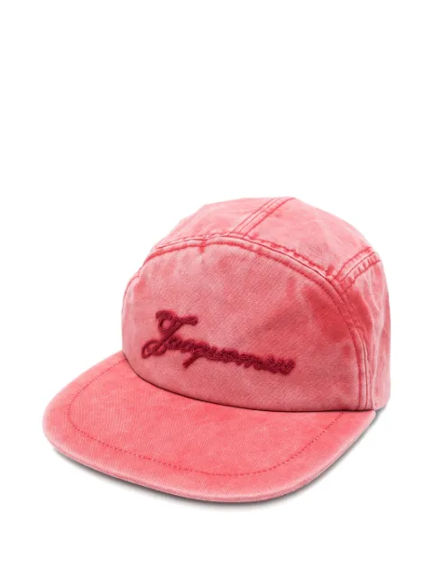 Jacquemus embroidered cotton baseball cap Red ACU00819AD00061