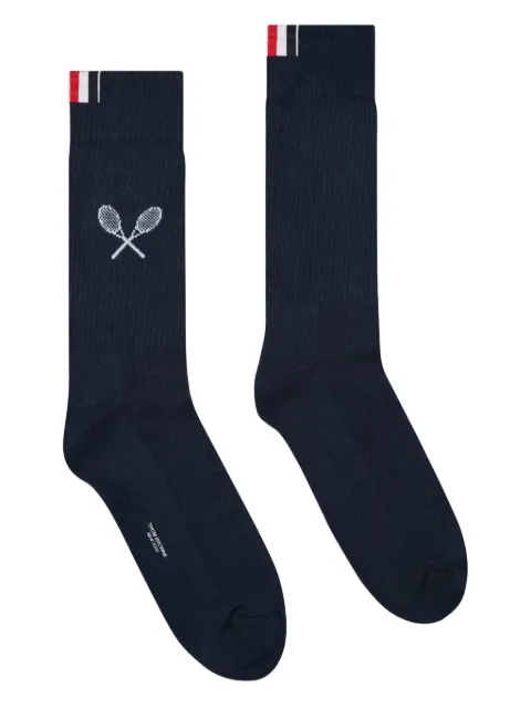 Thom Browne tennis-racket athletic socks Blue MAS215AY3022
