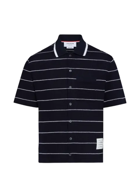 Thom Browne striped waffle short-sleeve shirt Blue MJS299AJ0245