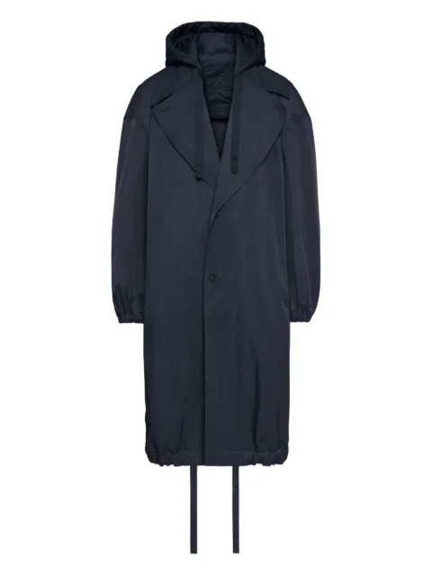 Thom Browne drawstring-hood windbreaker coat Blue MOU638UF1066