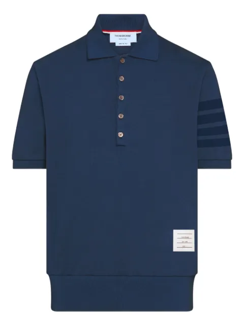 Thom Browne 4-Bar buttoned-up polo shirt Blue MJP236AJ0253